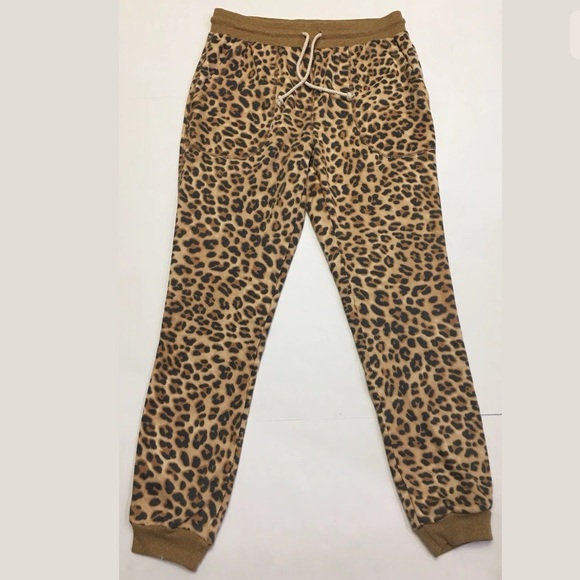 easel Pants - Easel Animal Print Joggers In Camel